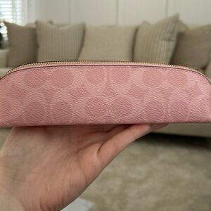 Coach Powder Pink Signature Canvas Pencil case